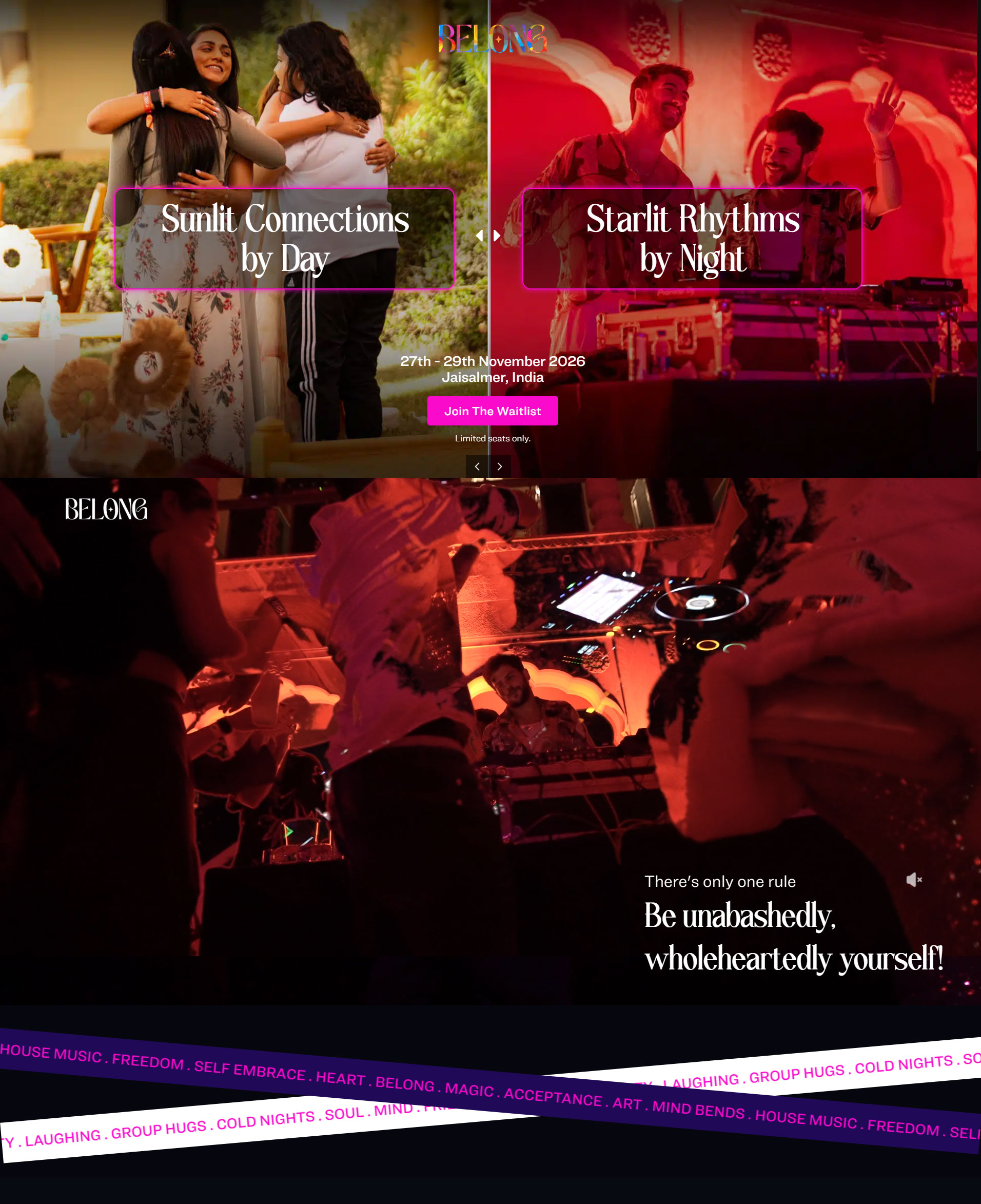 The Belong Festival website